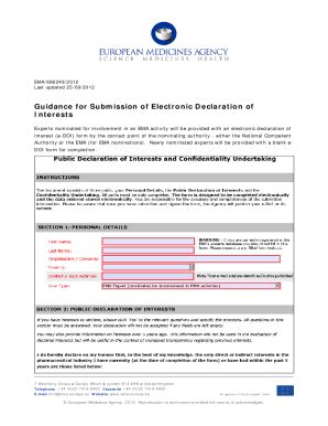 Fillable Online Mmse Ema Europa Guidance For Submission Of E DoI Form