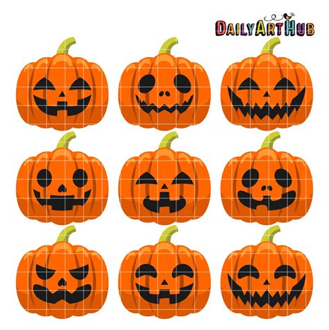 Halloween Pumpkin Heads Clip Art Set – Daily Art Hub // Graphics ...