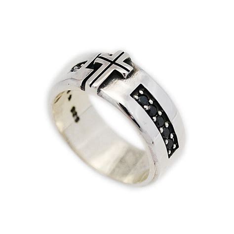 Cross Sterling Silver Ring Black Cubic Zirconia Silver Etsy