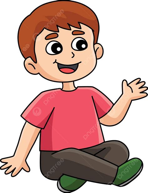 Spring Boy Sitting Cartoon Colored Clipart Sitting Design Image Vector Sitting Design Image