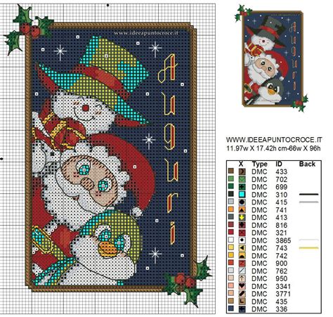 Quadretto Natalizio Schema Punto Croce Christmas Cross Stitch Cross