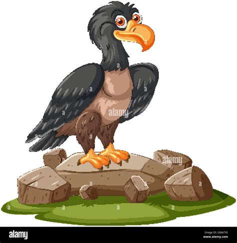 Black Vulture Perched Stock Vector Images Alamy