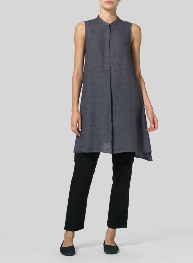 Linen Sleeveless A Line Long Tunic