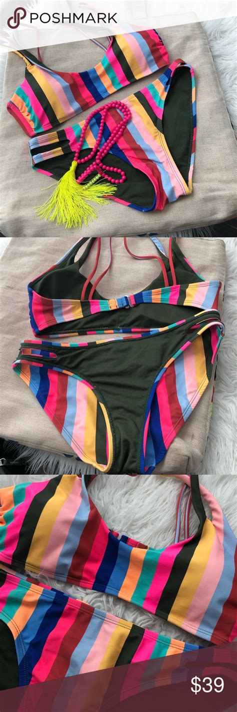 Striped Bikini Size Medium 👙 Striped Bikini Bikinis Clothes Design