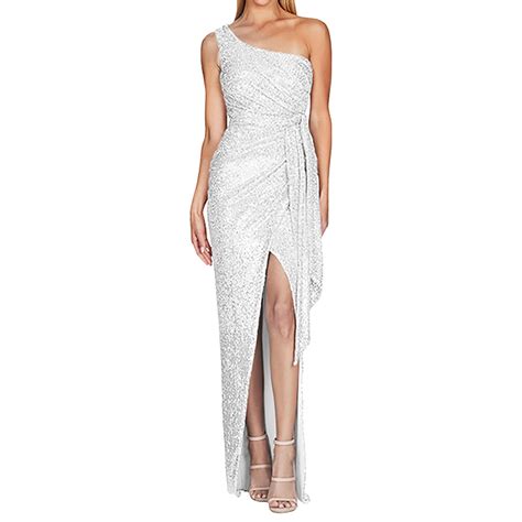 IDALL Wedding Guest Dresses,Prom Dresses Ladies One Shoulder Tie Waist