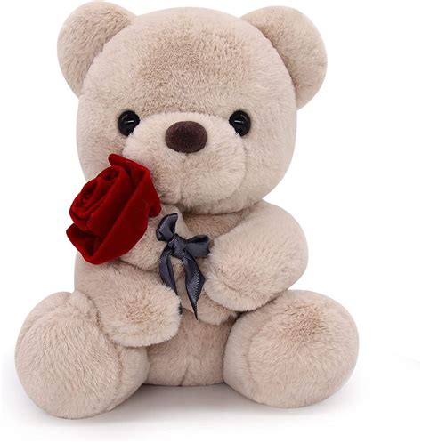 TELOLY Teddy Bear Plush Toy Teddy Bear Stuffed Animal with Rose, Kawaii ...