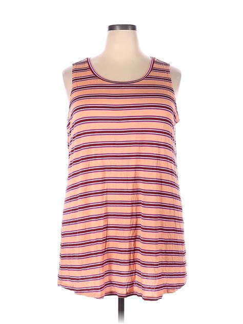 Logo By Lori Goldstein Color Block Stripes Multi Color Burgundy Tank