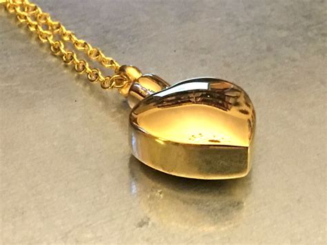 Cremation Necklace Gold Plate Heart Urn Urn Locket Ashes Holder