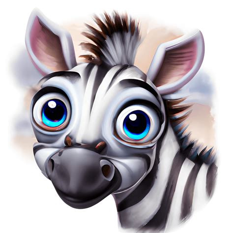 Cute Adorable Zebra Big Eyes Cartoon Zebra Magic Highly Detailed