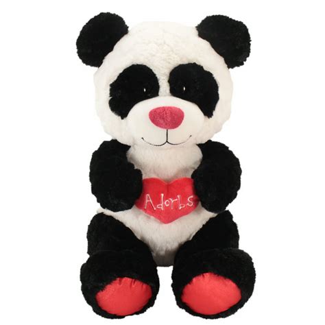 Valentines Day Plush Large Happy Panda With Red Heart