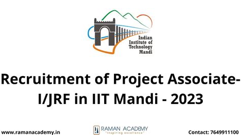 Iit Mandi Recruitment Project Associate I Jrf Post Online