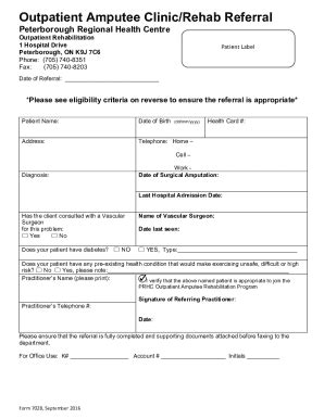 Fillable Online Pulmonary Stroke Amputee And Hand Rehabilitation Fax