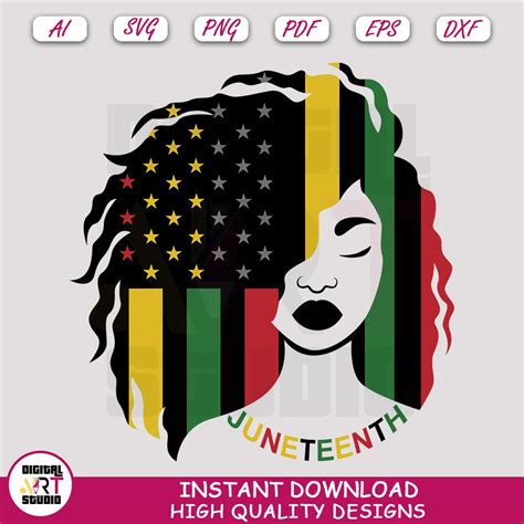 Juneteenth Afro Girl Svg Juneteenth Flag Svg Black Girl Svg Dia Da