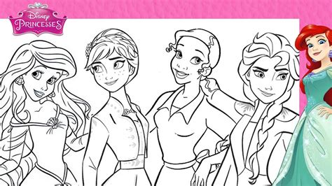 Disney Princess Makeover Coloring Page Anna Ariel And Elsa Tiana Color