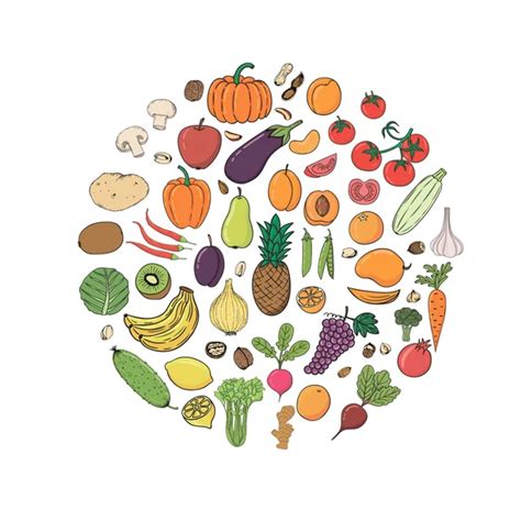 Hand Drawn Doodle Fruits And Vegetables Stock Vector Fafarumba