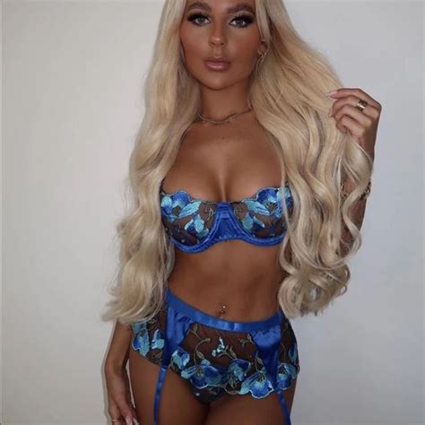 Provocative Lingerie Intimates Sleepwear New Blue Romantic Floral