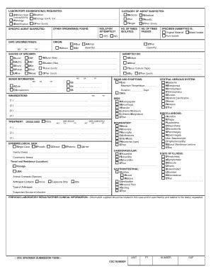 Fillable Online Bt Cdc Cdc Specimen Submission Form Fax Email Print