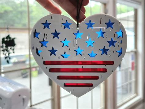 American Flag Suncatcher Home Decor Distressed Acrylic Made To Order 4