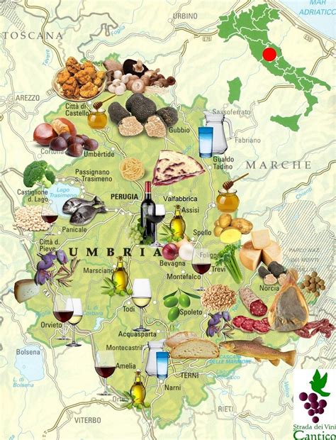 Mappa Umbria Con Enogastronomia Le Torri Di Bagnara