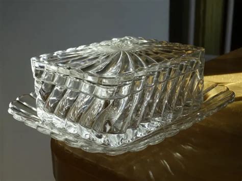 Rare Ancienne Boite A Sardine En Cristal Mouler Baccarat Eme Bambou