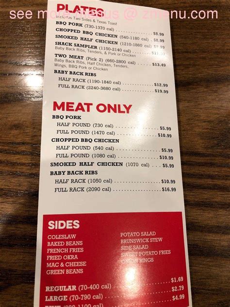 Menu At Shanes Rib Shack Bbq Perry