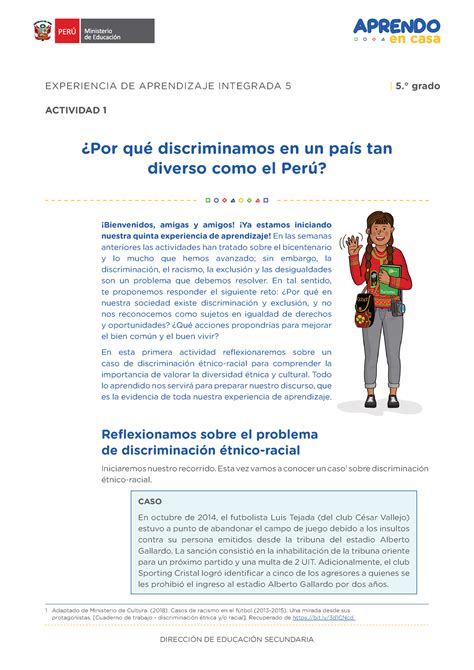 5 EXP V ACT 1 DPCC La discriminación DIRECCIÓN DE EDUCACIÓN