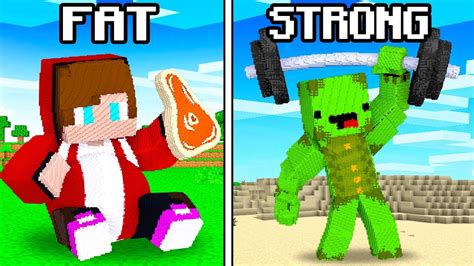 FAT JJ And STRONG Mikey Build Battle In Minecraft Maizen YouTube