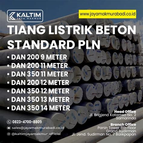 HARGA TIANG LISTRIK BETON STANDARD PLN PT KALTIM JAYA MAKMUR Oleh PT