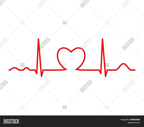 Ekg Line Heart Vector And Photo Free Trial Bigstock