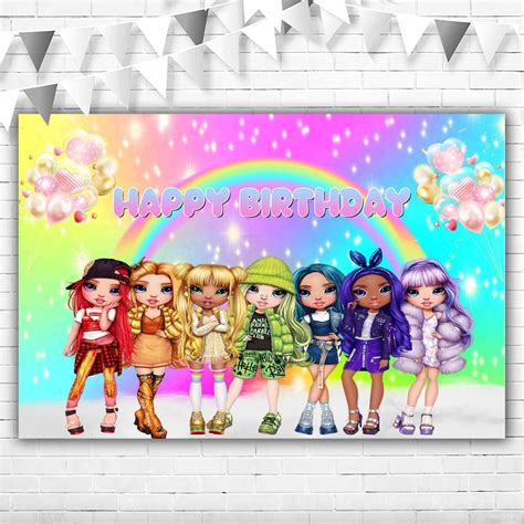 Buy Rainbow High Dolls Backdrop Birthday Party Supplies 5x3ft Happy ...