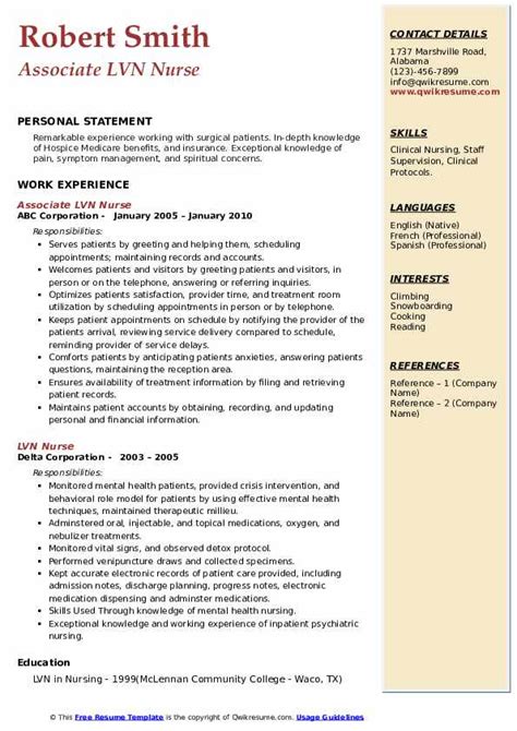 Free Lvn Resume Templates