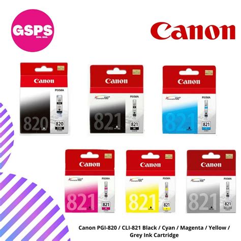 Canon Pgi 820 Cli 821 Black Cyan Magenta Yellow Grey Ink