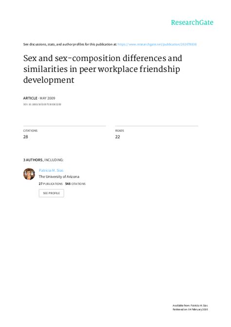 Pdf Sex And Sex‐composition Differences And Similarities In Peer