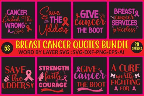 Breast Cancer Quotes Svg Bundle Bundle · Creative Fabrica