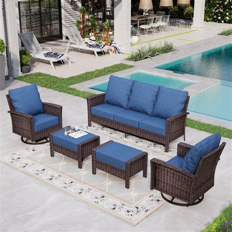 Sophia And William 5 Pieces Wicker Patio Conversation Set 7 Seat Outdoor