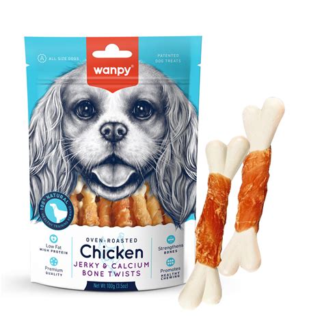 Wanpy Chicken Jerky and Calcium Bone Twists 100g - Naturally For Pets