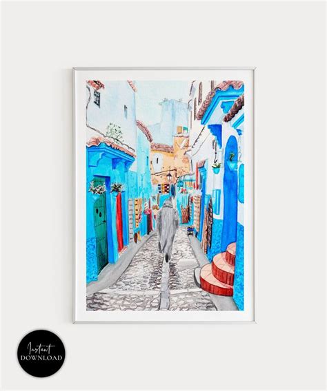 Chefchaouen Art Print, Morocco Wall Art, Chefchaouen City, Chefchaouen ...