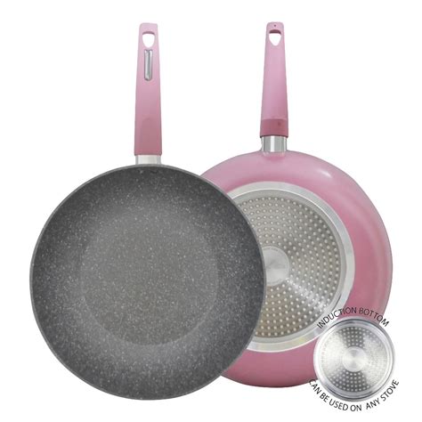 Dealco Masflex Spectrum Aluminum Non Stick Induction Wok Pan Pink