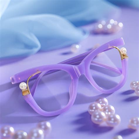 Purple Frame Blue Light Blocking Glasses With Pearl