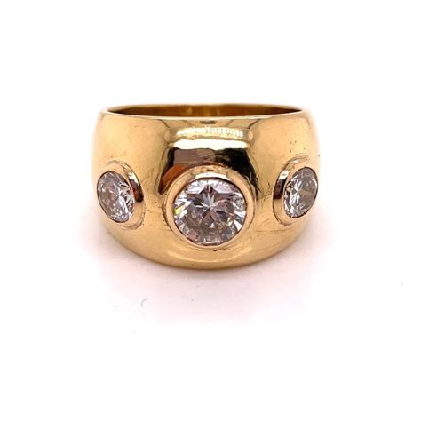 Proantic Bague Jonc Or Jaune 3 Diamants