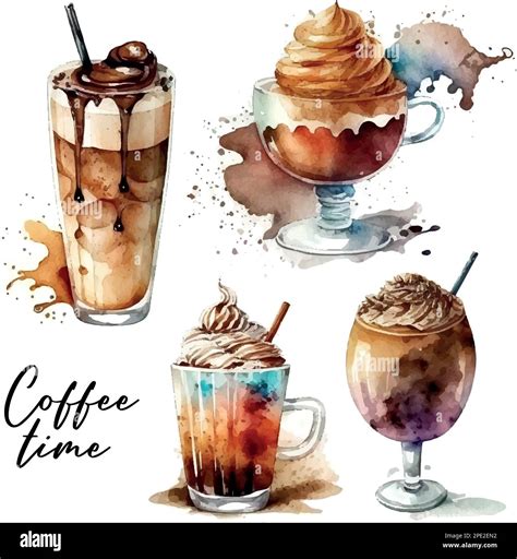 Hand Drawn Coffee Watercolor Illustration Stock Vector Image Art Alamy