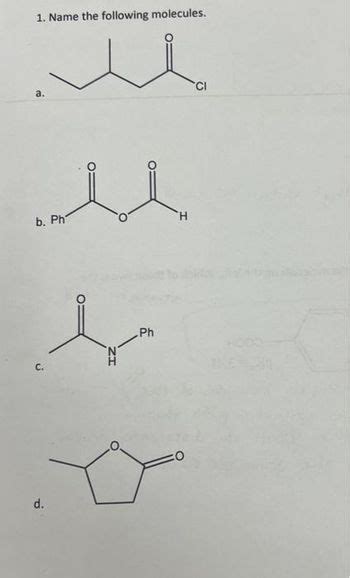 Answered 1 Name The Following Molecules U L B Bartleby