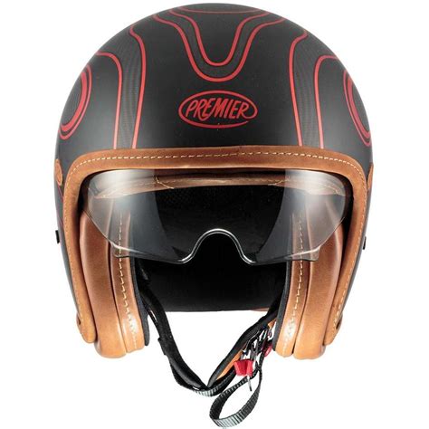 Casco Moto Jet In Carbonio Premier VINTAGE PLATINUM ED CARBON FR RED