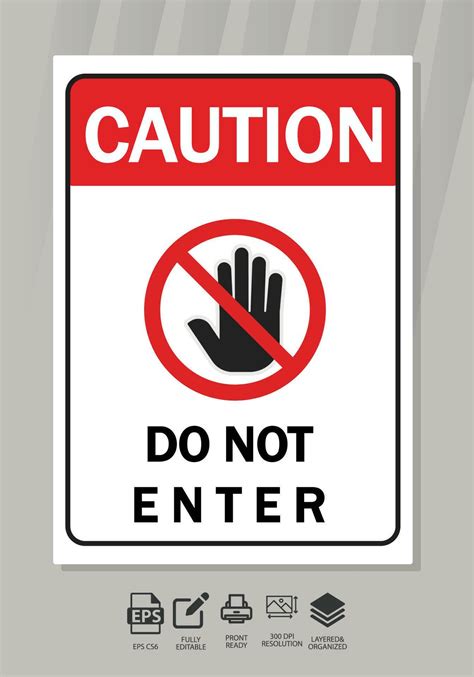 Vector Printable Notice Board Caution Do Not Enter 24498987 Vector Art