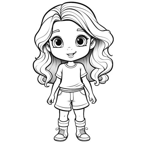 Uma Garota De Desenho Animado Cabelo Comprido E Uma Camisa Branca