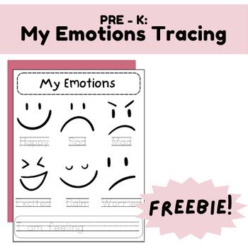 Freebie Finds My Emotions Tracing Sel Preschool By Miss Jay Teacher Tools