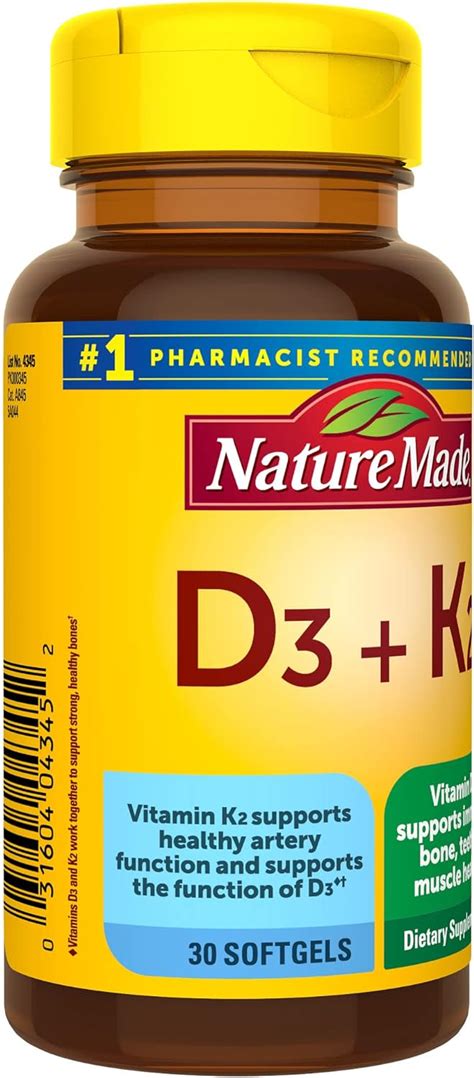 Nature Made Vitamin D3 K2 5000 Iu 125 Mcg Vitamin D Dietary Supplement For Bone Teeth