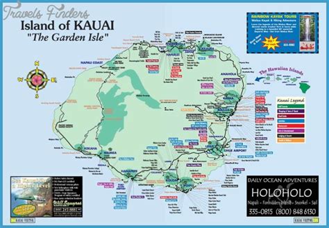 Kauai Map - Travel - Map - Vacations - TravelsFinders.Com