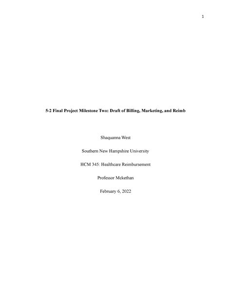 HCM 345 Milestone Two 5 2 Final Project Milestone Two Draft Of