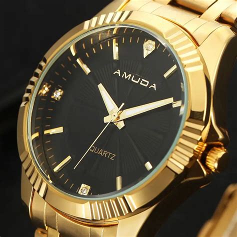 Amuda Gold Watch Men Watches Top Brand Luxury Famous 2018 Wristwatch Male Clock Golden Quartz